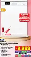 SEG BM 6001 6 PROGRAMLI BULAŞIK MAKİNESİ